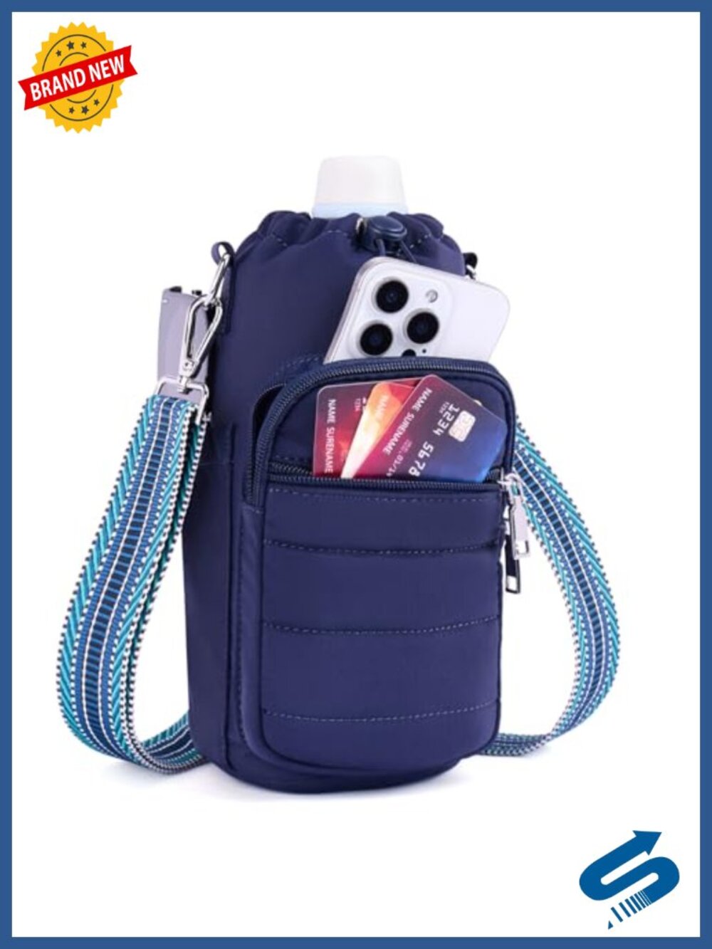 Water Bottle Bag 40 oz Crossbody Insulated Carrier with Adjustable Strap for